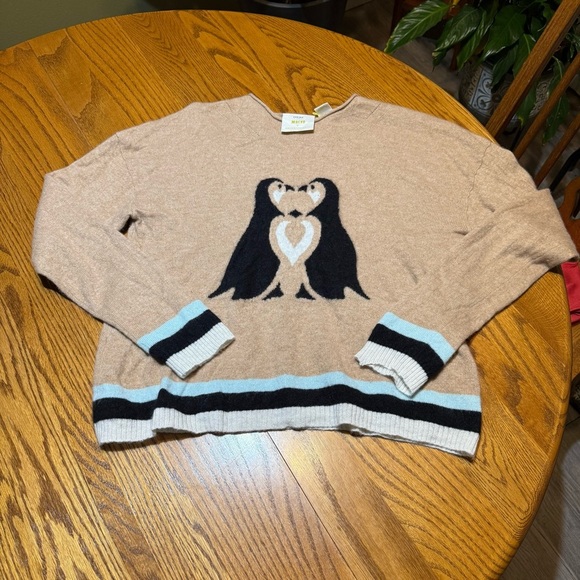 Anthropologie Maeve Cute Critter Graphic Sweater Size Medium 100% Cashmere - Picture 1 of 8